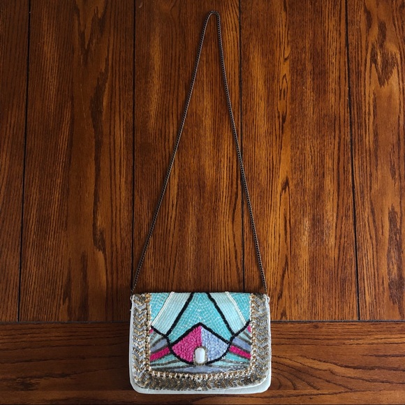 Kimchi Blue Handbags - Kimchi Blue Embellished Pearl/Cream Crossbody Bag